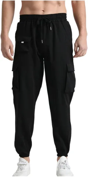 Mens Joggers Casual Relaxed Fit Lightweight Drawstring Cargo Pants with Pocket Sports Athletic Outdoor Sweatpants