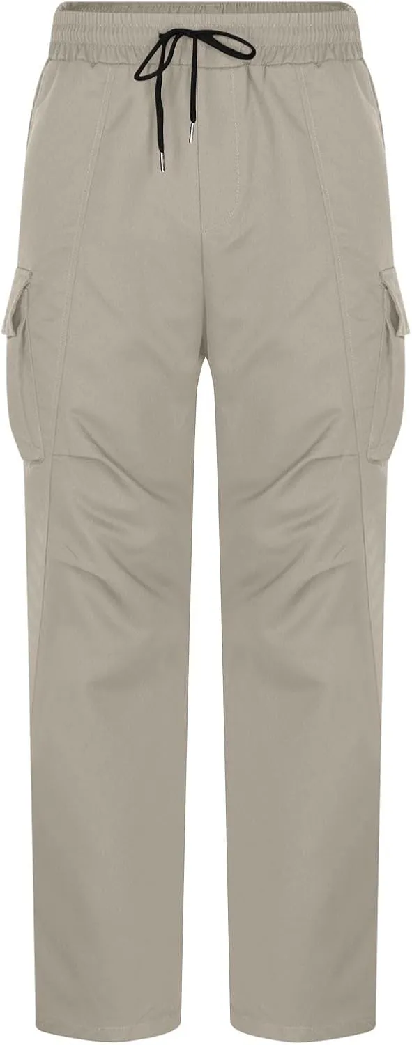 Mens Joggers with Pocket Cargo Drawstring Casual Athletic Sports Trendy Pants Running Workout Relaxed Fit Trousers