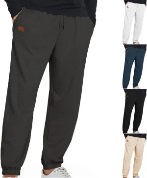 Mens Joggers with Pocket Relaxed Fit Casual Pants Solid Elastic Waist Sweatpant for Athletic Running Gym Trousers