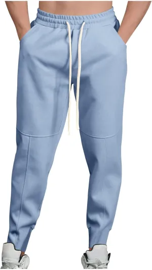 Mens Joggers with Pockets Relaxed Fit Elastic Waist Drawstring Sweatpants Casual Outdoor Athletic Gym Sport Trousers