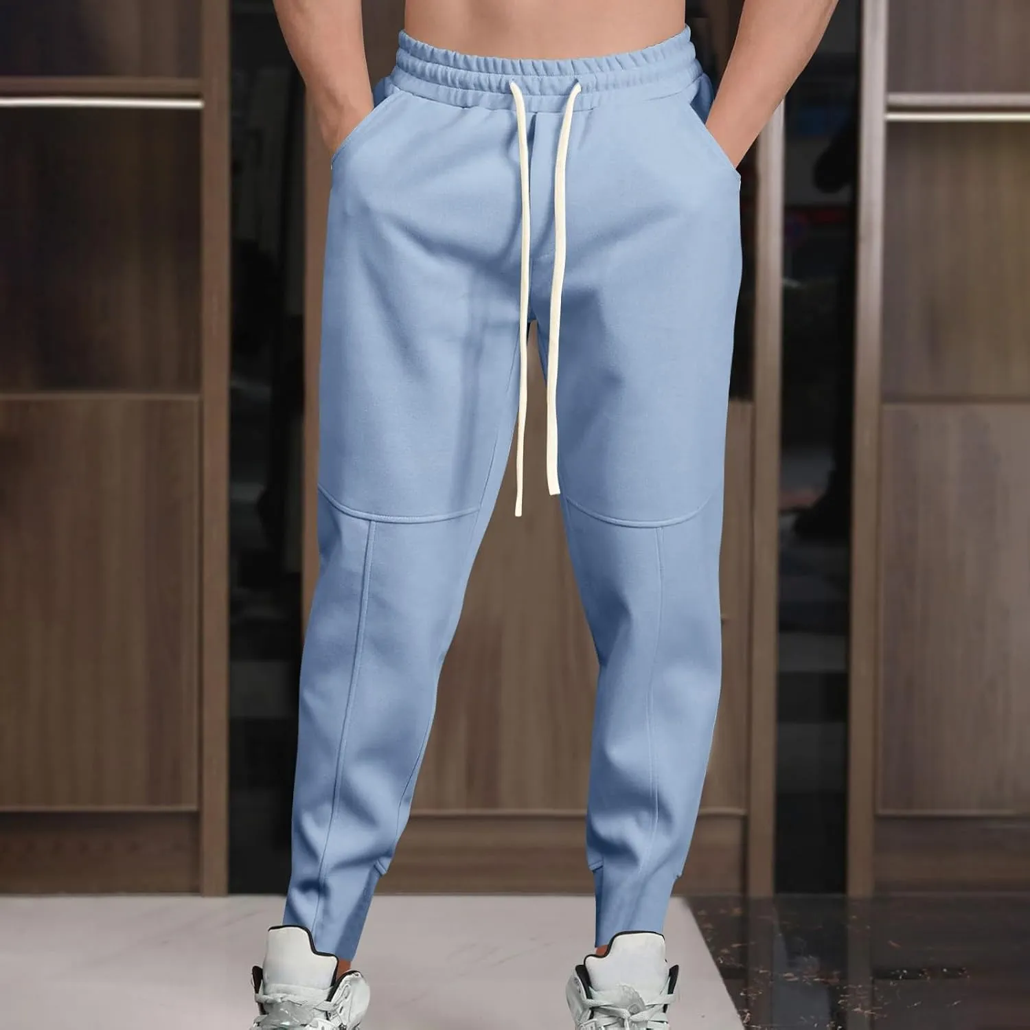 Mens Joggers with Pockets Relaxed Fit Elastic Waist Drawstring Sweatpants Casual Outdoor Athletic Gym Sport Trousers