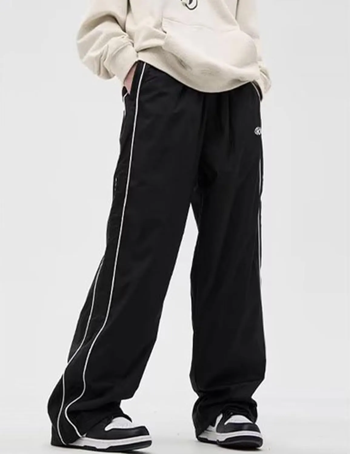 Mens Lightweight Sweatpants Y2k Drawstring Baggy Track Pants Cool Parachute Pants Streetwear