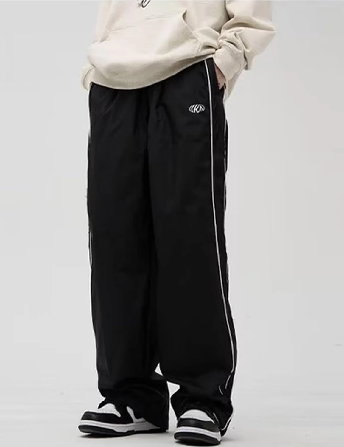 Mens Lightweight Sweatpants Y2k Drawstring Baggy Track Pants Cool Parachute Pants Streetwear