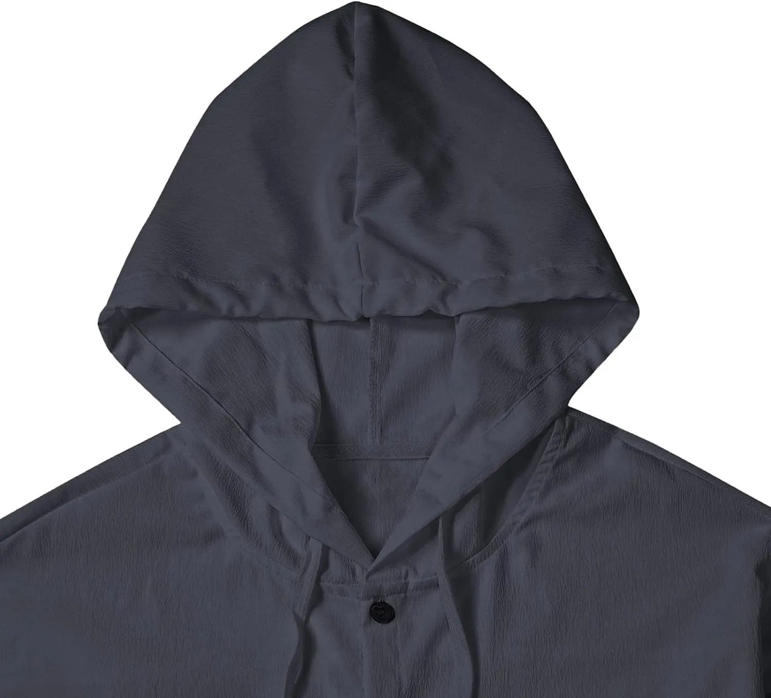 Mens Linen Shirts Long Sleeve Drawstring Button Down Casual Hooded T Shirt for Men 2025 Stylish Roll-Up Sleeve