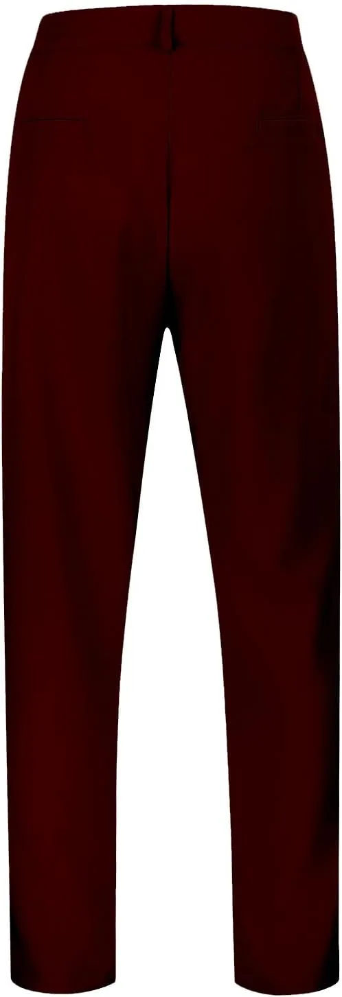 Mens Loose Fit Suit Dress Pants Casual Business Straight Leg Formal Pants Wrinkle Free Flat Front Work Trousers