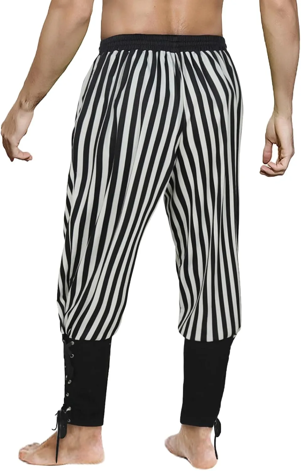 Men's Pirate Pants Renaissance Medieval Viking Pants Linen Ankle Banded Trousers Halloween Costume