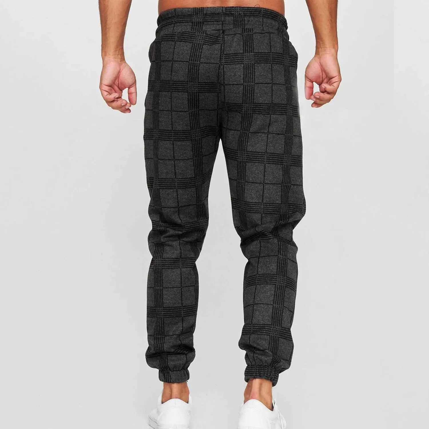 Mens Plaid Pants Elastic Waist Lightweight Casual Fashion Sweatpants for Men Athletic Sports Comfy Trendy Joggers