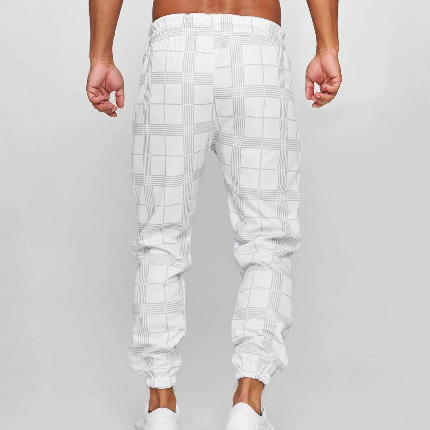 Mens Plaid Pants Elastic Waist Lightweight Casual Fashion Sweatpants for Men Athletic Sports Comfy Trendy Joggers