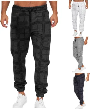 Mens Plaid Pants Elastic Waist Lightweight Casual Fashion Sweatpants for Men Athletic Sports Comfy Trendy Joggers