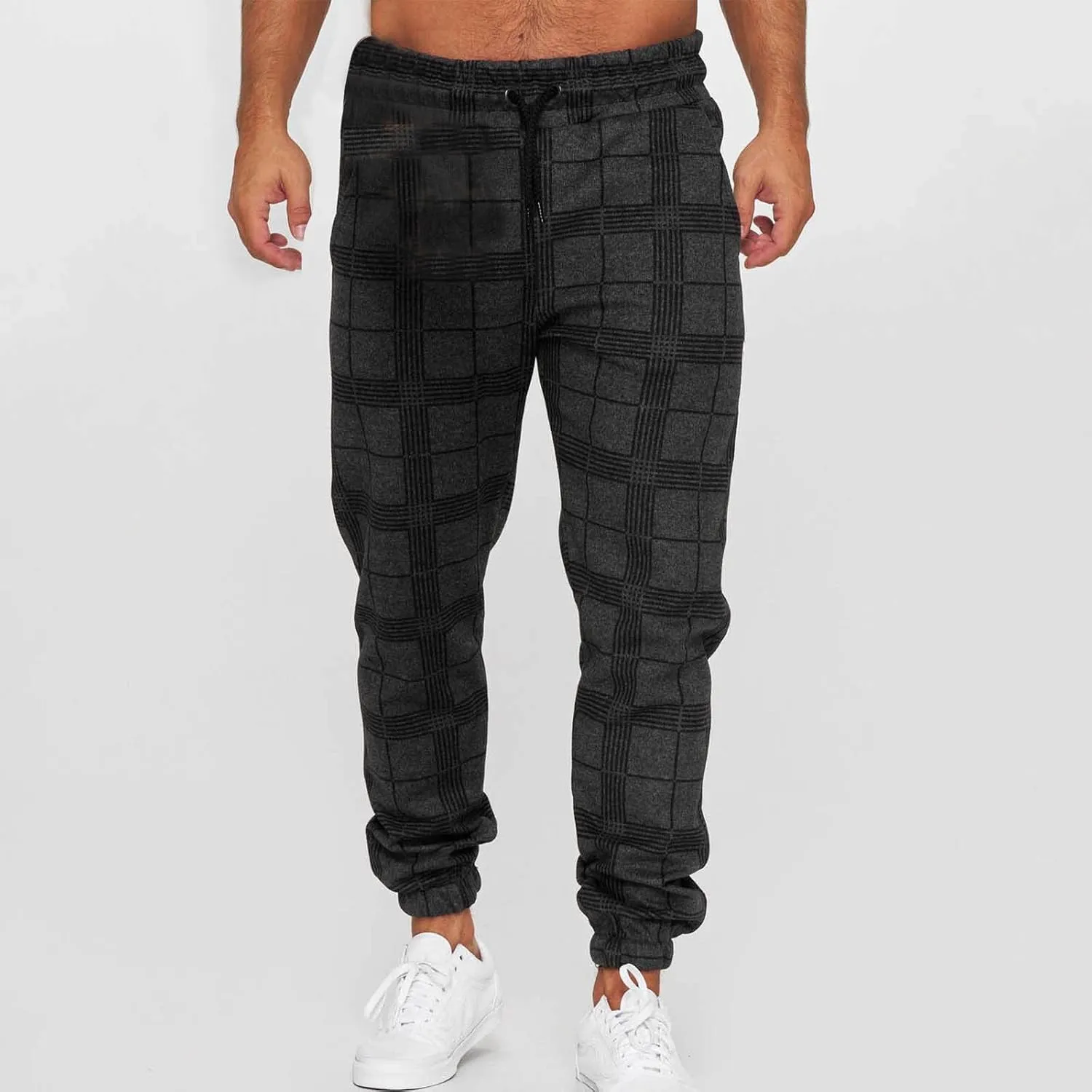 Mens Plaid Pants Elastic Waist Lightweight Casual Fashion Sweatpants for Men Athletic Sports Comfy Trendy Joggers
