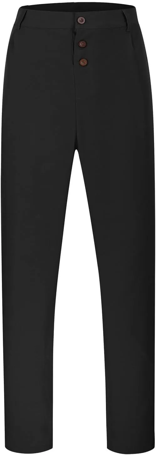 Mens Pleated Front Casual Work Pants Wrinkle-Free Regular Fit Work Dress Pants Big and Tall Stretch Chinos Trousers