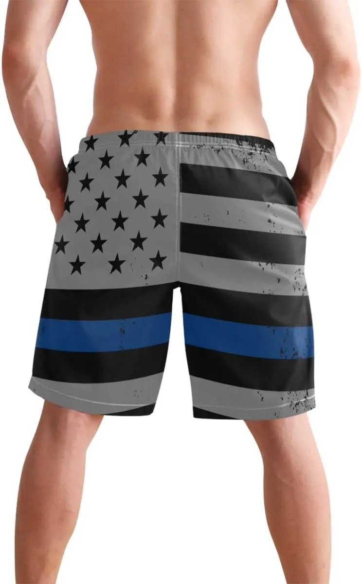 Men's Quick Dry Swim Trunks with Pockets Missouri Flag Beach Board Shorts Bathing Suits