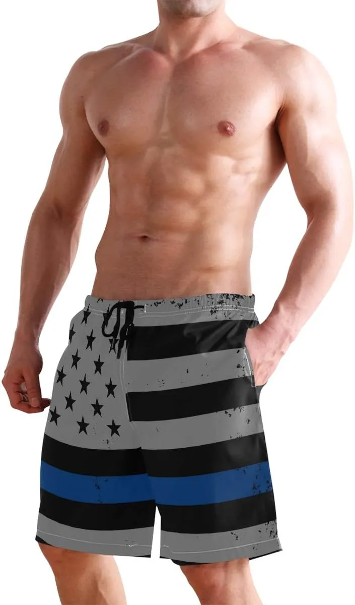 Men's Quick Dry Swim Trunks with Pockets Missouri Flag Beach Board Shorts Bathing Suits