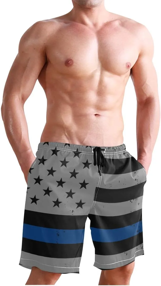 Men's Quick Dry Swim Trunks with Pockets Missouri Flag Beach Board Shorts Bathing Suits