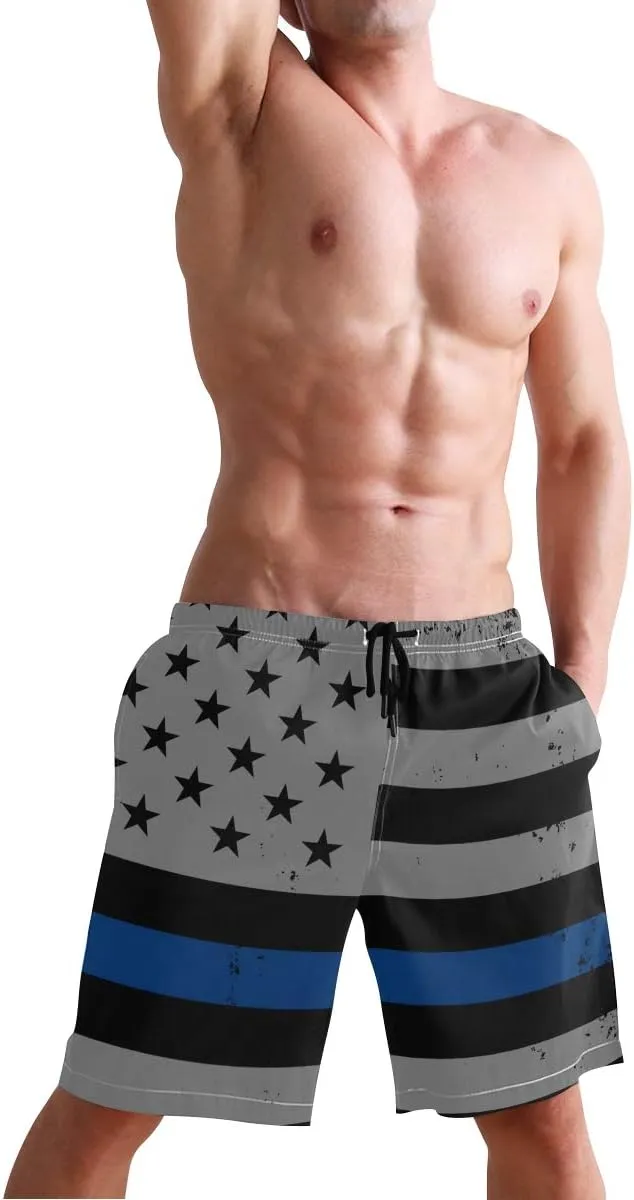 Men's Quick Dry Swim Trunks with Pockets Missouri Flag Beach Board Shorts Bathing Suits