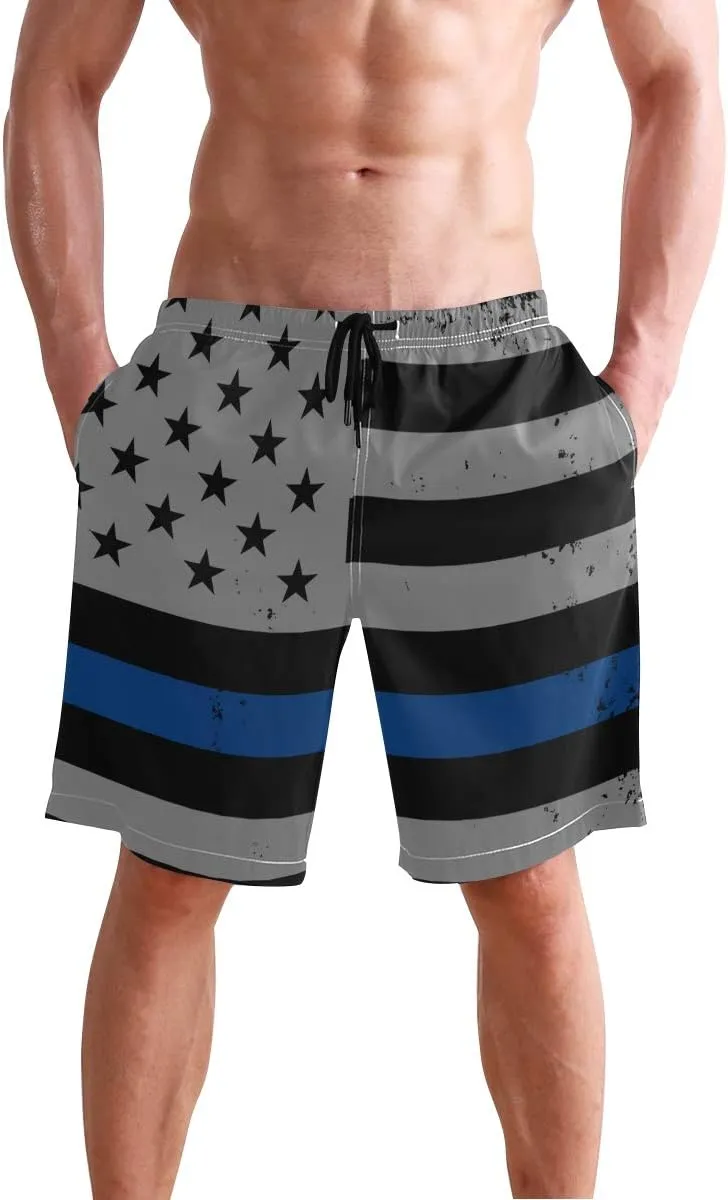 Men's Quick Dry Swim Trunks with Pockets Missouri Flag Beach Board Shorts Bathing Suits