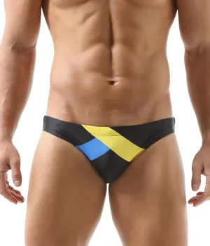 Mens Sexy Bikini Swimwear Diagonal Stripe Swim Briefs Rainbow Swimsuits Elestic Colorful Striped