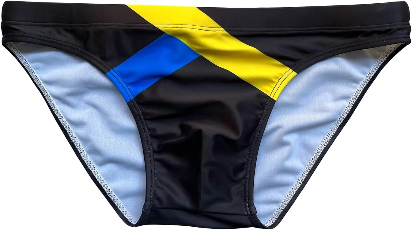 Mens Sexy Bikini Swimwear Diagonal Stripe Swim Briefs Rainbow Swimsuits Elestic Colorful Striped
