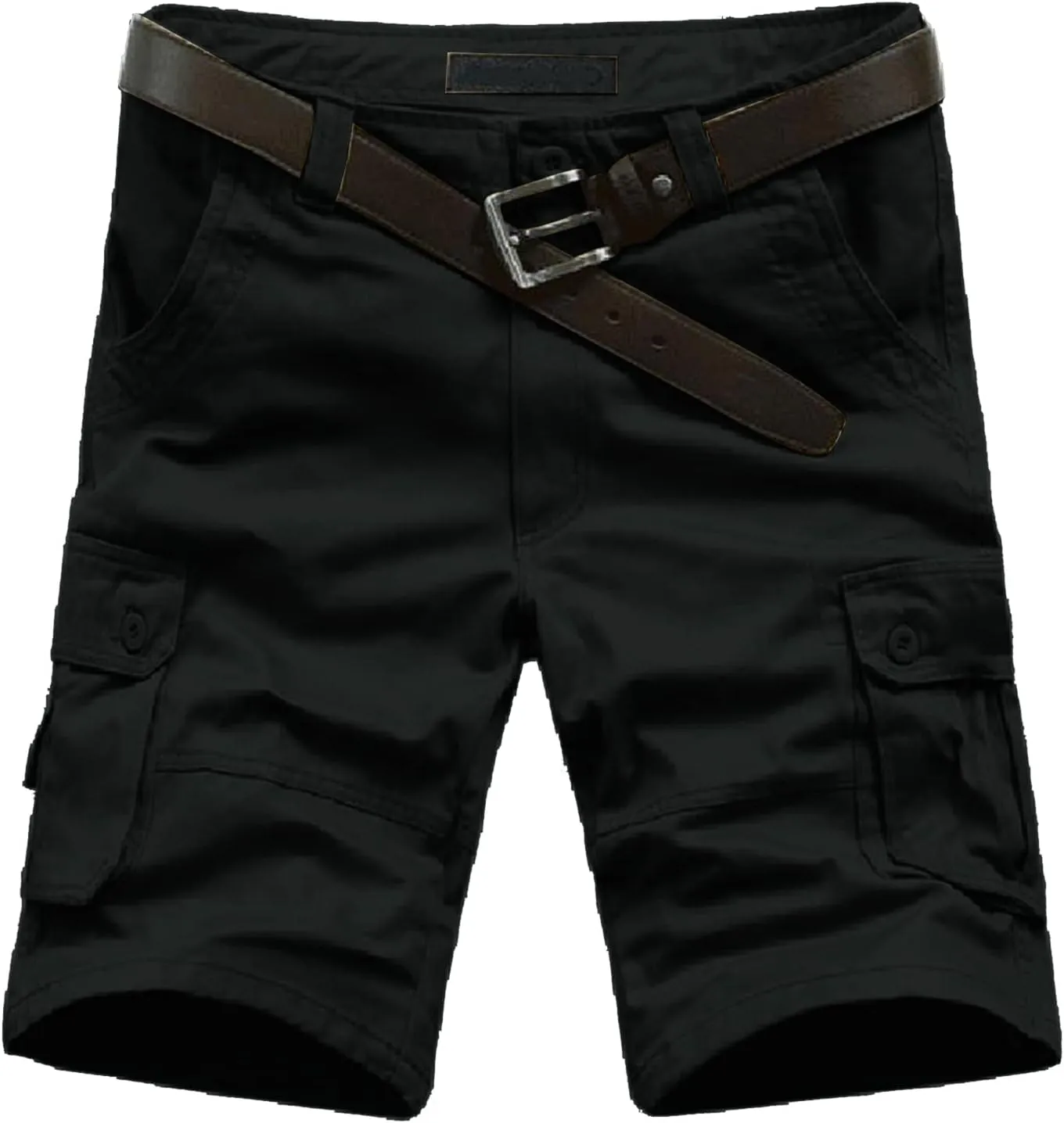 Men'S Straight Cargo Shorts with Multi Pockets and Zipper Outdoor Summer Solid Regular Fit Casual Shorts