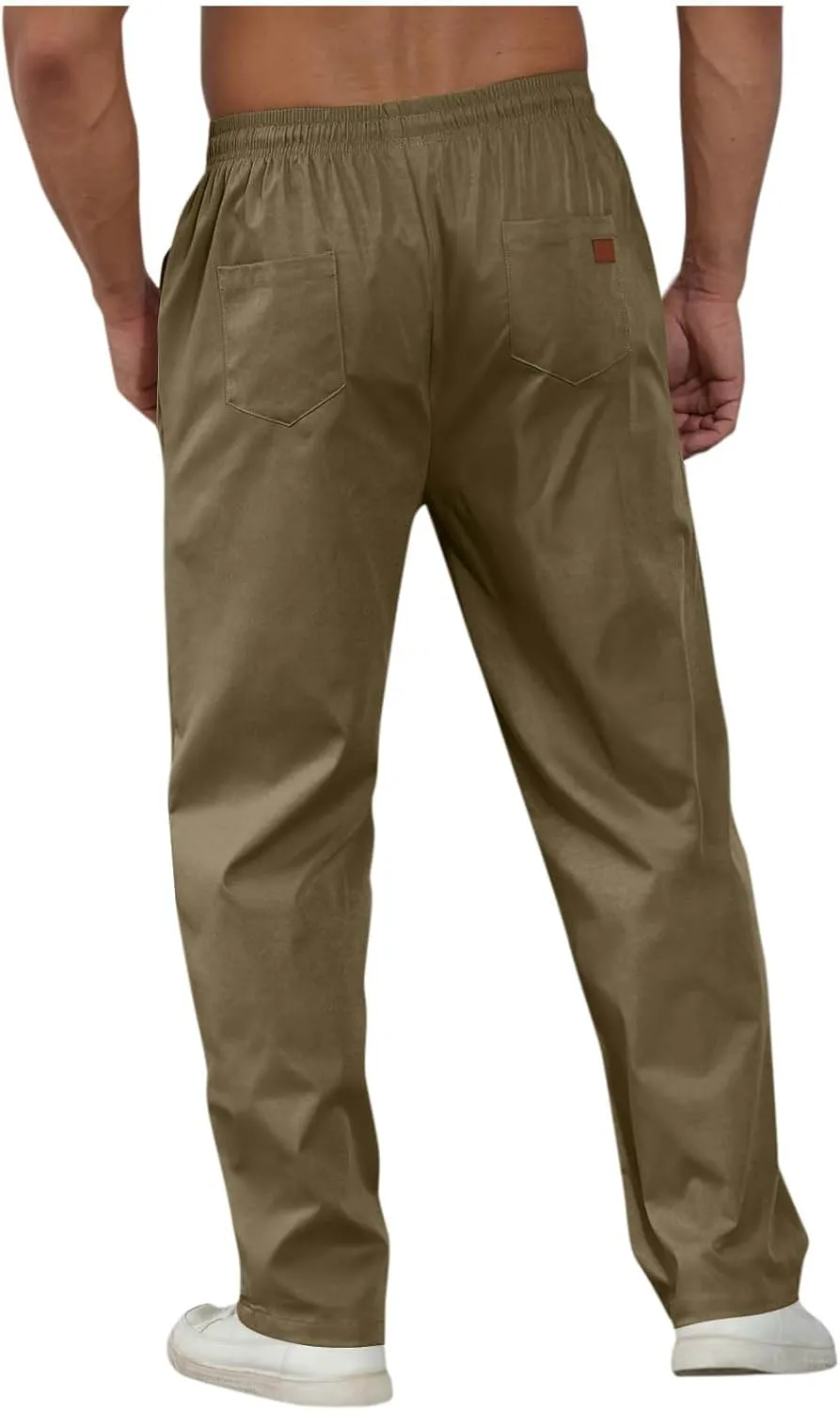 Mens Sweatpants Casual Drawstring Sports Pants Multi Pockets Relaxed Fit Joggers Athletic Outdoor Straight Leg Pants