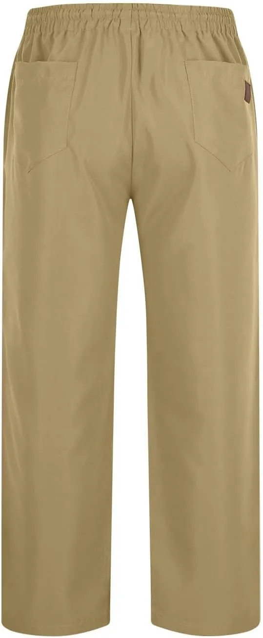Mens Sweatpants Casual Drawstring Sports Pants Multi Pockets Relaxed Fit Joggers Athletic Outdoor Straight Leg Pants