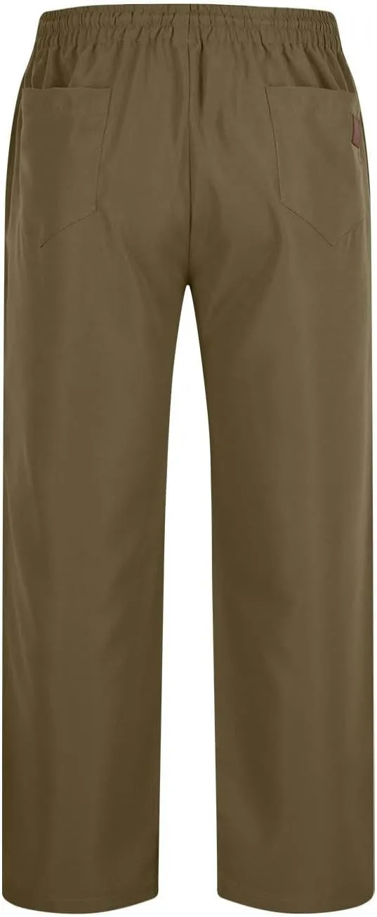 Mens Sweatpants Casual Drawstring Sports Pants Multi Pockets Relaxed Fit Joggers Athletic Outdoor Straight Leg Pants