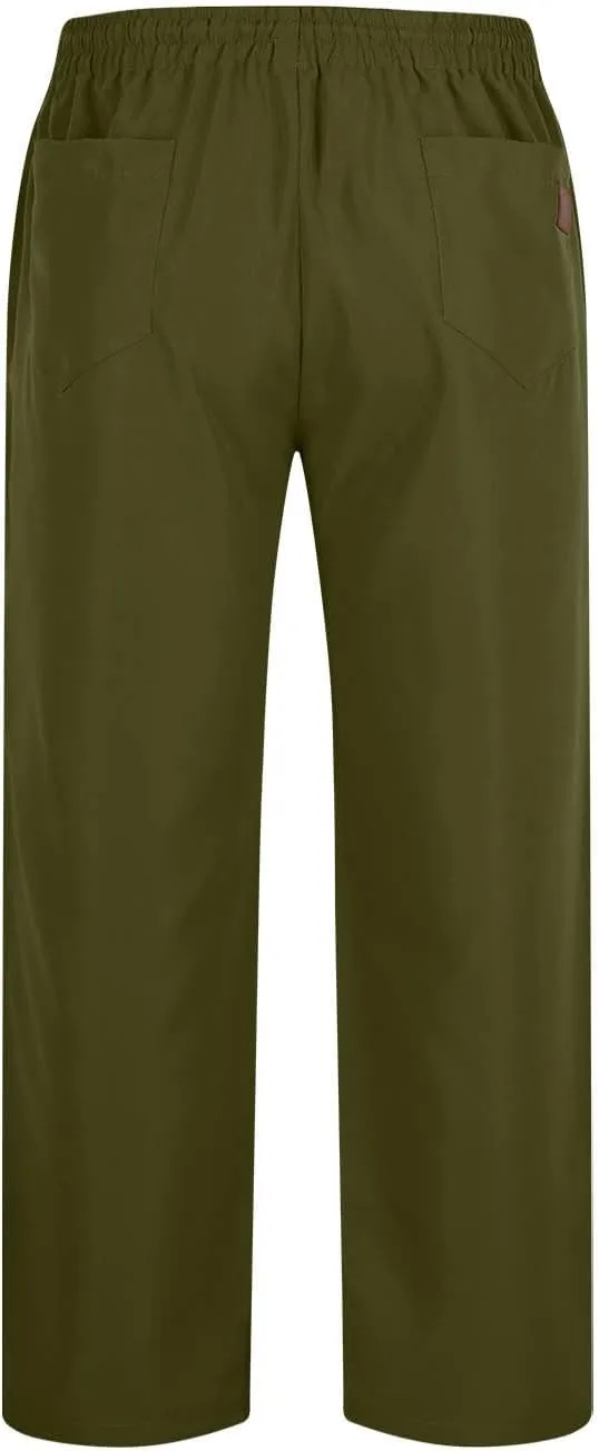 Mens Sweatpants Casual Drawstring Sports Pants Multi Pockets Relaxed Fit Joggers Athletic Outdoor Straight Leg Pants