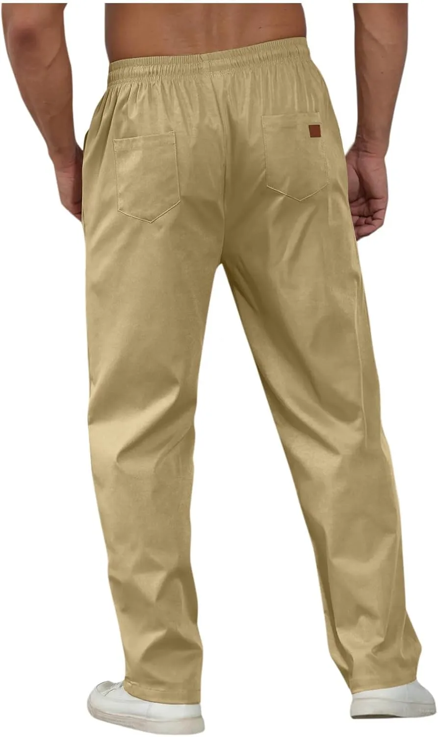 Mens Sweatpants Casual Drawstring Sports Pants Multi Pockets Relaxed Fit Joggers Athletic Outdoor Straight Leg Pants