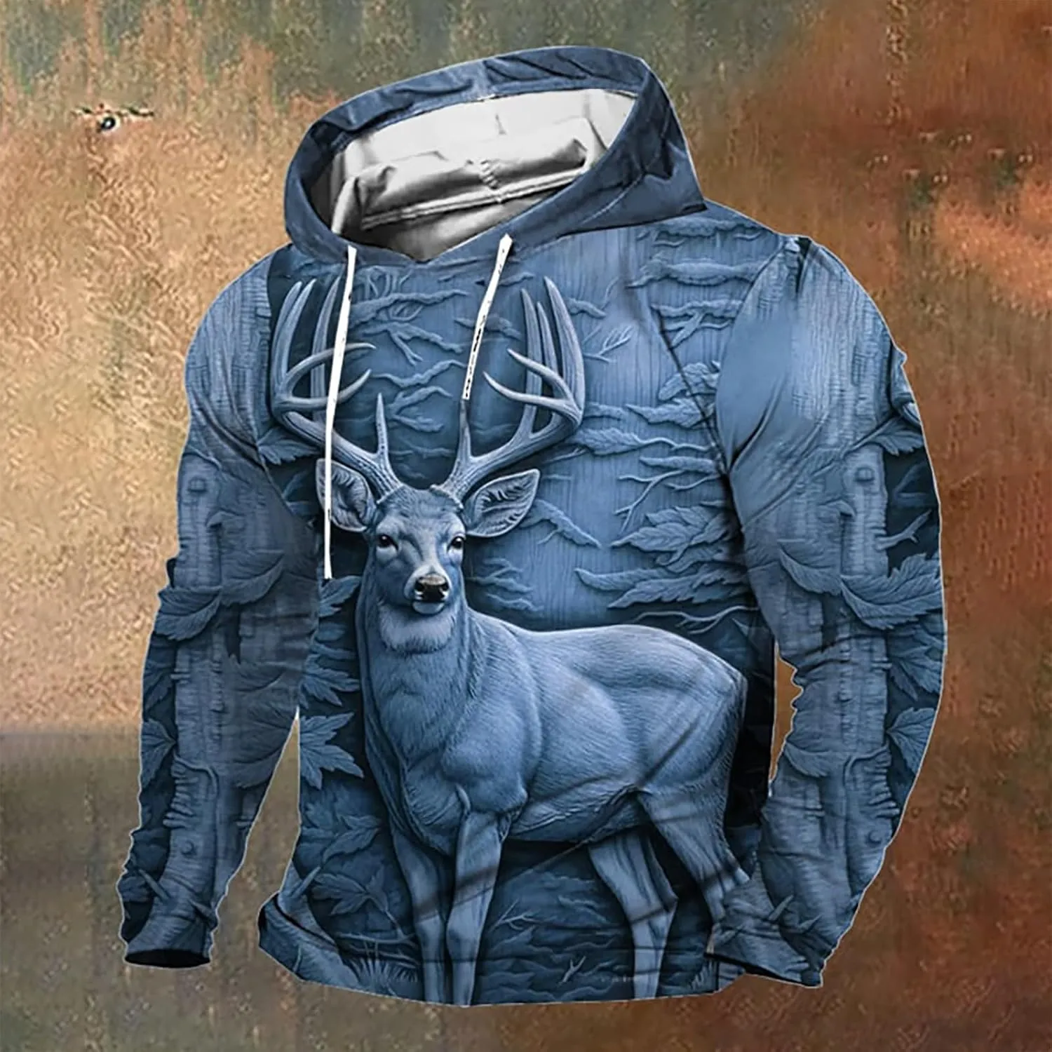 Mens Sweatshirts Hoodies 3D Novelty Print Drawstring Pullover Long Sleeve Funny Slim Fit Gym Workout Muscle Shirts