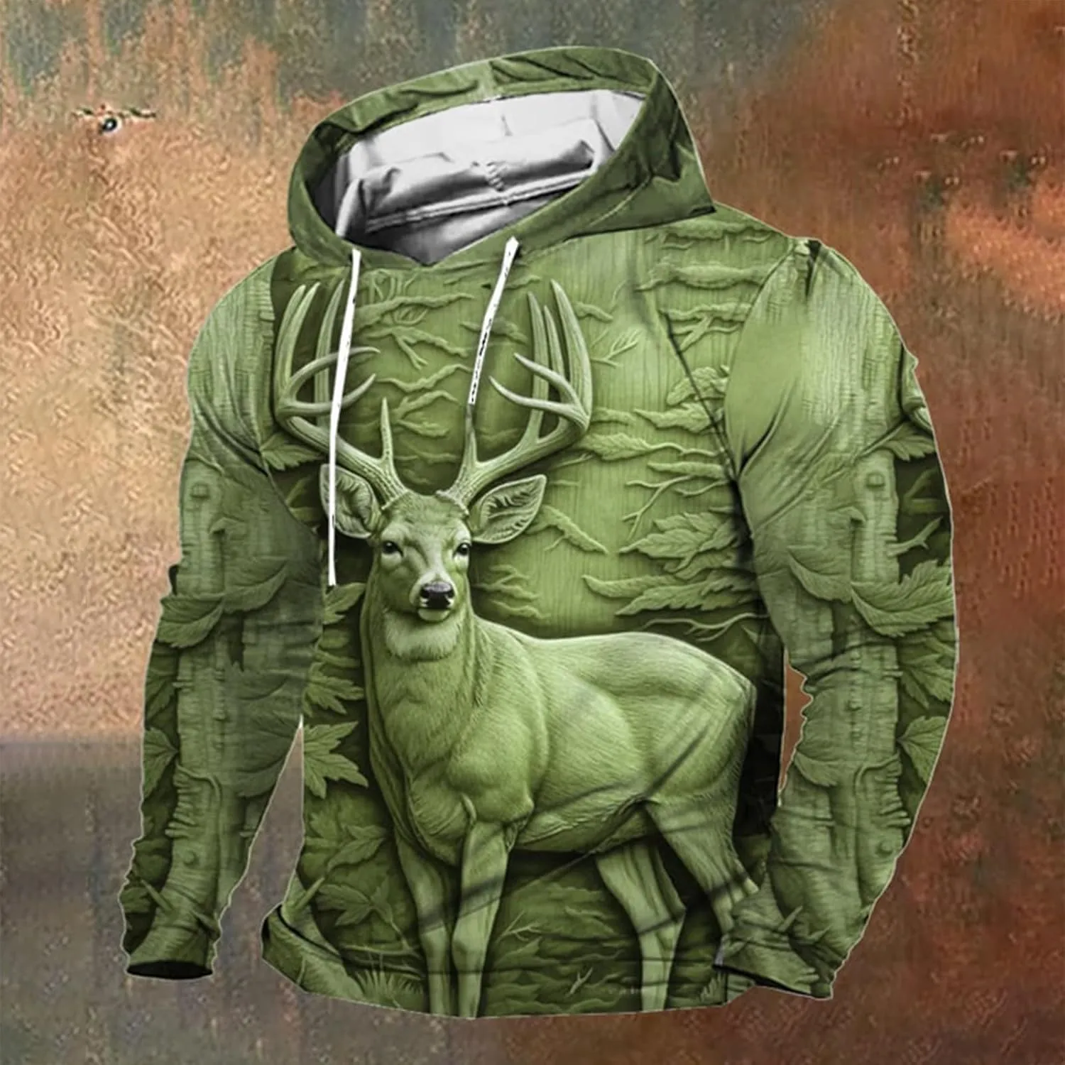 Mens Sweatshirts Hoodies 3D Novelty Print Drawstring Pullover Long Sleeve Funny Slim Fit Gym Workout Muscle Shirts