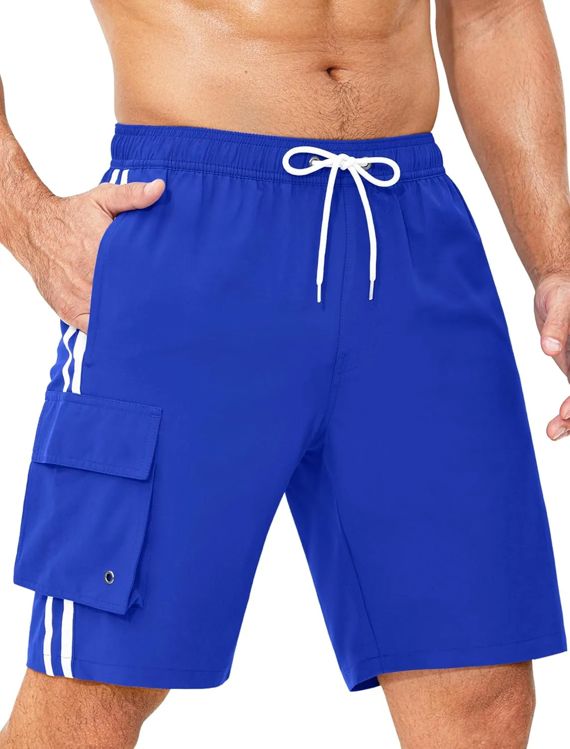 Mens Swim Trunks with Compression Liner 9 Inch Bathing Suits Quick Dry Board Shorts Summer Swimsuit with Cargo Pocket