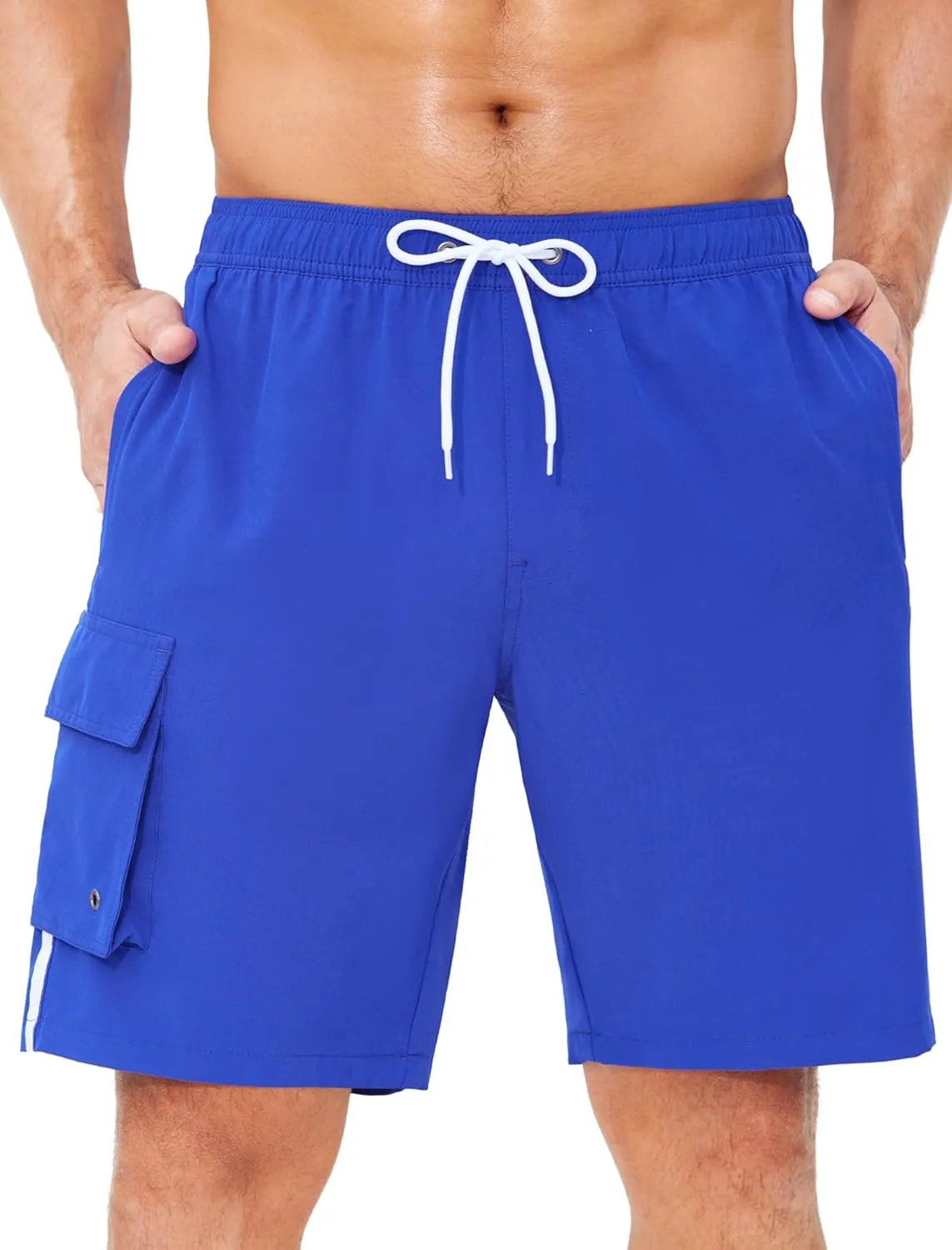 Mens Swim Trunks with Compression Liner 9 Inch Bathing Suits Quick Dry Board Shorts Summer Swimsuit with Cargo Pocket