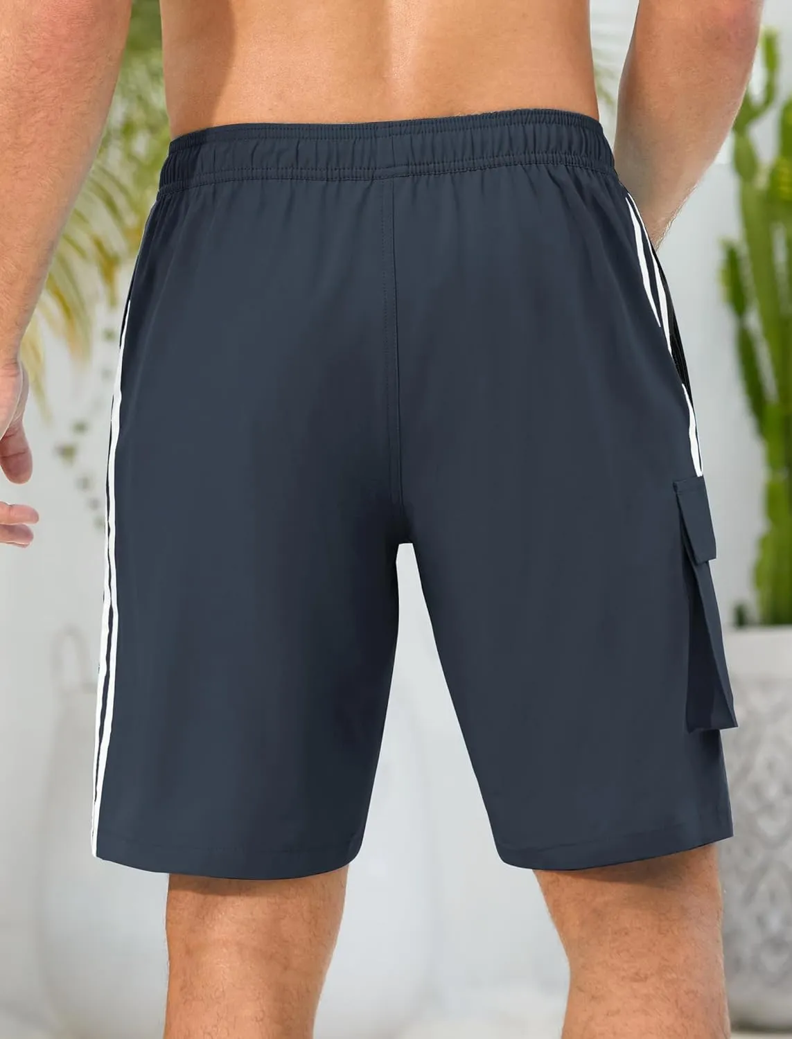 Mens Swim Trunks with Compression Liner 9 Inch Bathing Suits Quick Dry Board Shorts Summer Swimsuit with Cargo Pocket