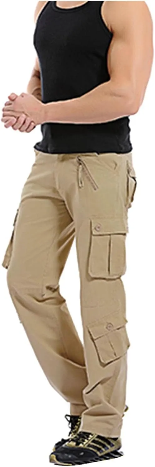 Men's Tactical Pants Workout Regular Fit Multi-Pockets Sports Outdoor Cargo Pants Active Hiking Travel Trousers