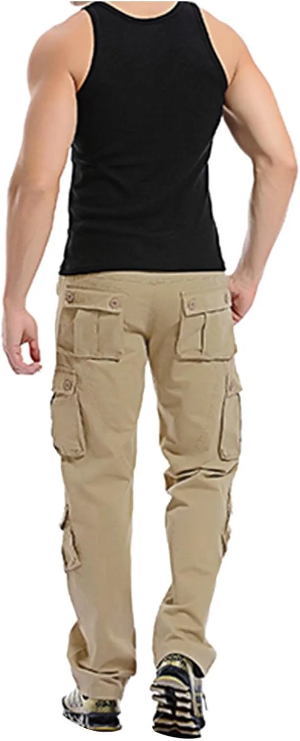 Men's Tactical Pants Workout Regular Fit Multi-Pockets Sports Outdoor Cargo Pants Active Hiking Travel Trousers