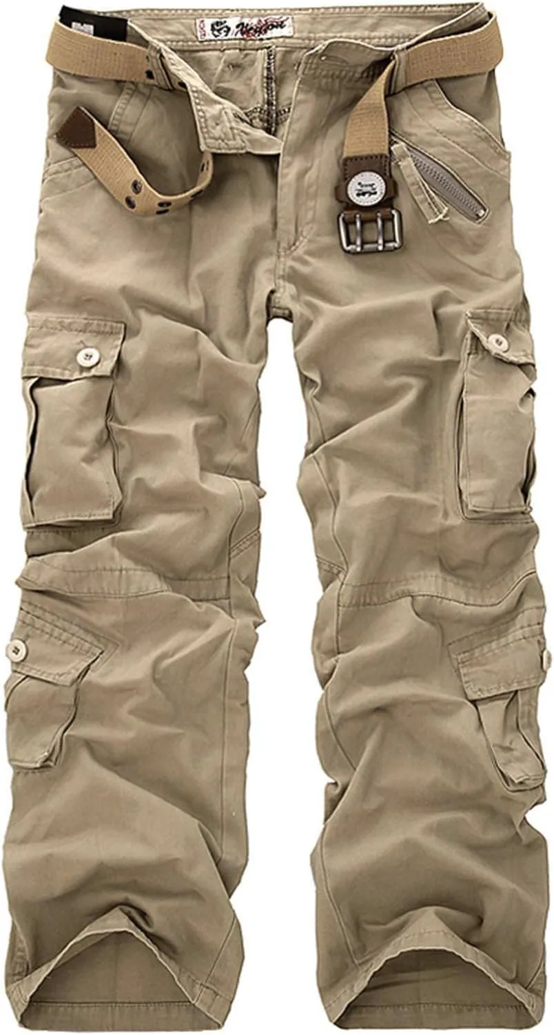 Men's Tactical Pants Workout Regular Fit Multi-Pockets Sports Outdoor Cargo Pants Active Hiking Travel Trousers