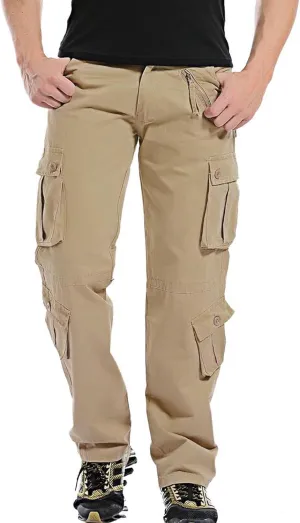 Men's Tactical Pants Workout Regular Fit Multi-Pockets Sports Outdoor Cargo Pants Active Hiking Travel Trousers