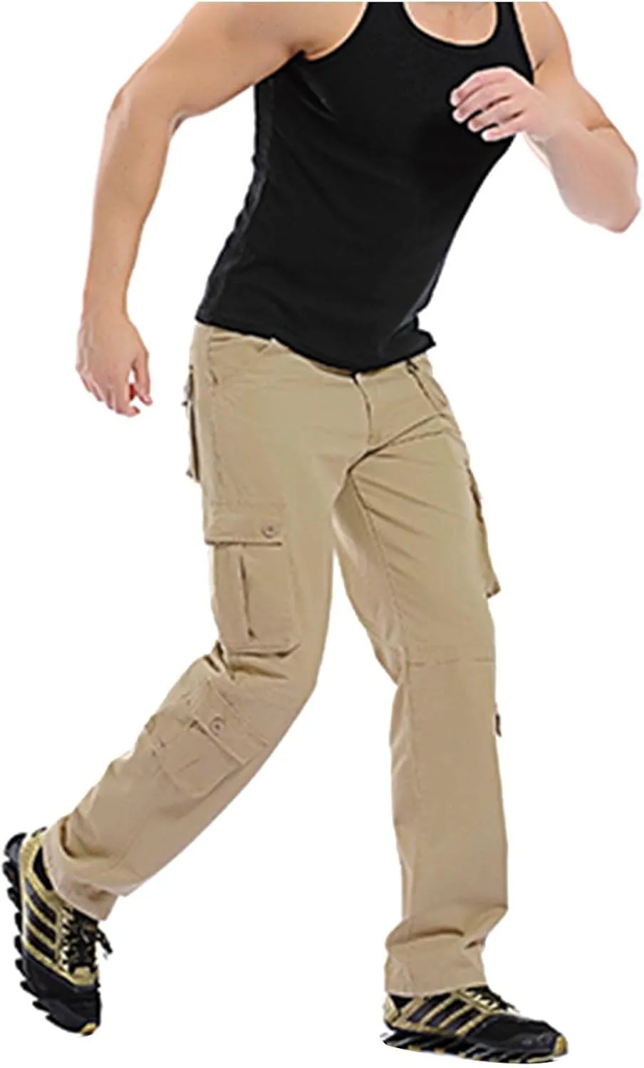 Men's Tactical Pants Workout Regular Fit Multi-Pockets Sports Outdoor Cargo Pants Active Hiking Travel Trousers