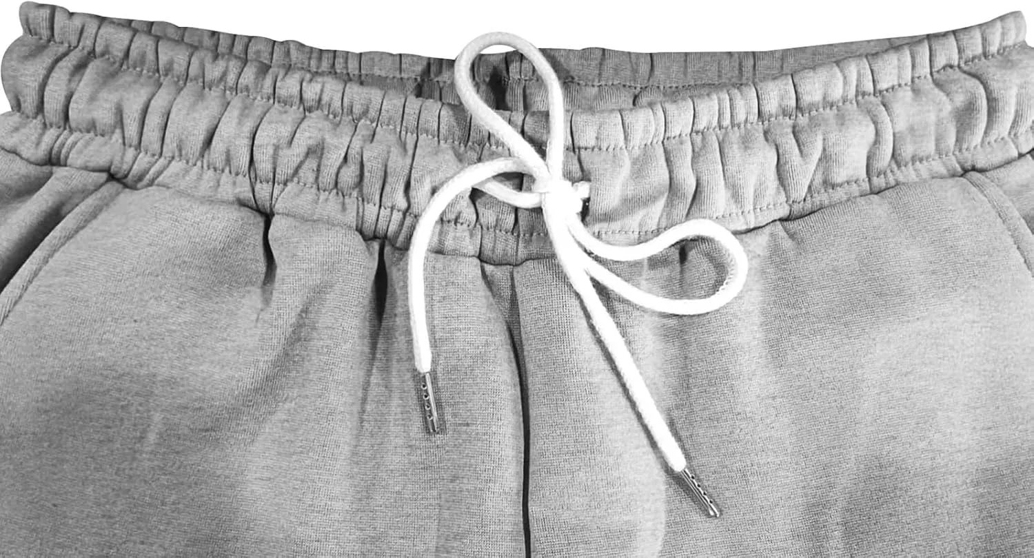 Men's Winter Fleece Pants Drawstring Sherpa Lined Sweatpants Active Running Warm Casual Jogger Pants with Pocket