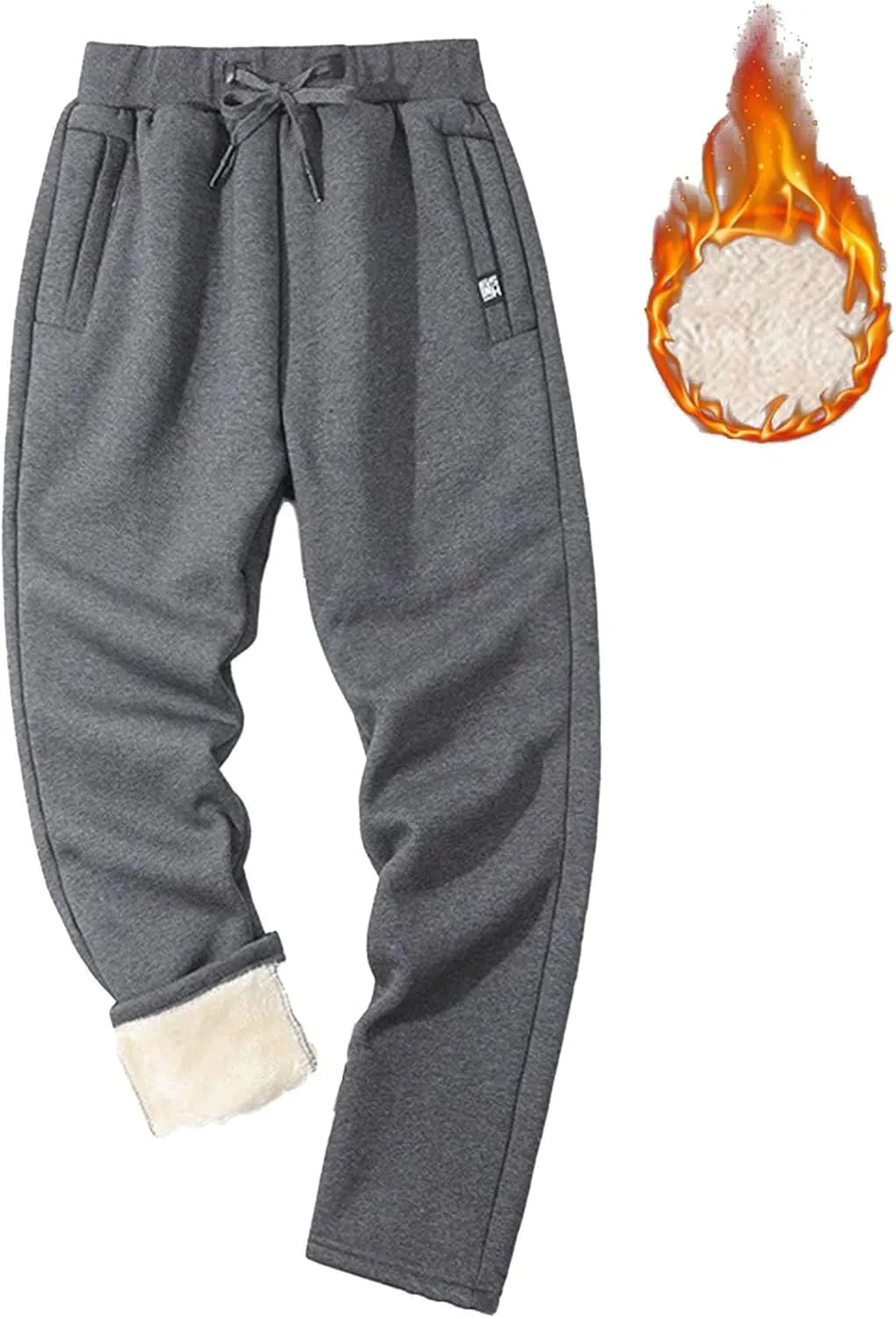 Men's Winter Fleece Pants Sherpa Lined Sweatpants Athletic Warm Track Joggers Casual Drawstring Comfy Soft Sweatpants