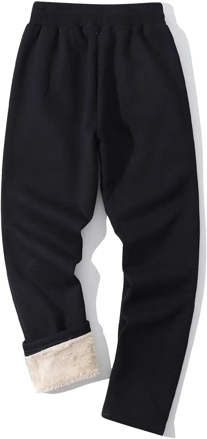 Men's Winter Fleece Pants Sherpa Lined Sweatpants Athletic Warm Track Joggers Casual Drawstring Comfy Soft Sweatpants