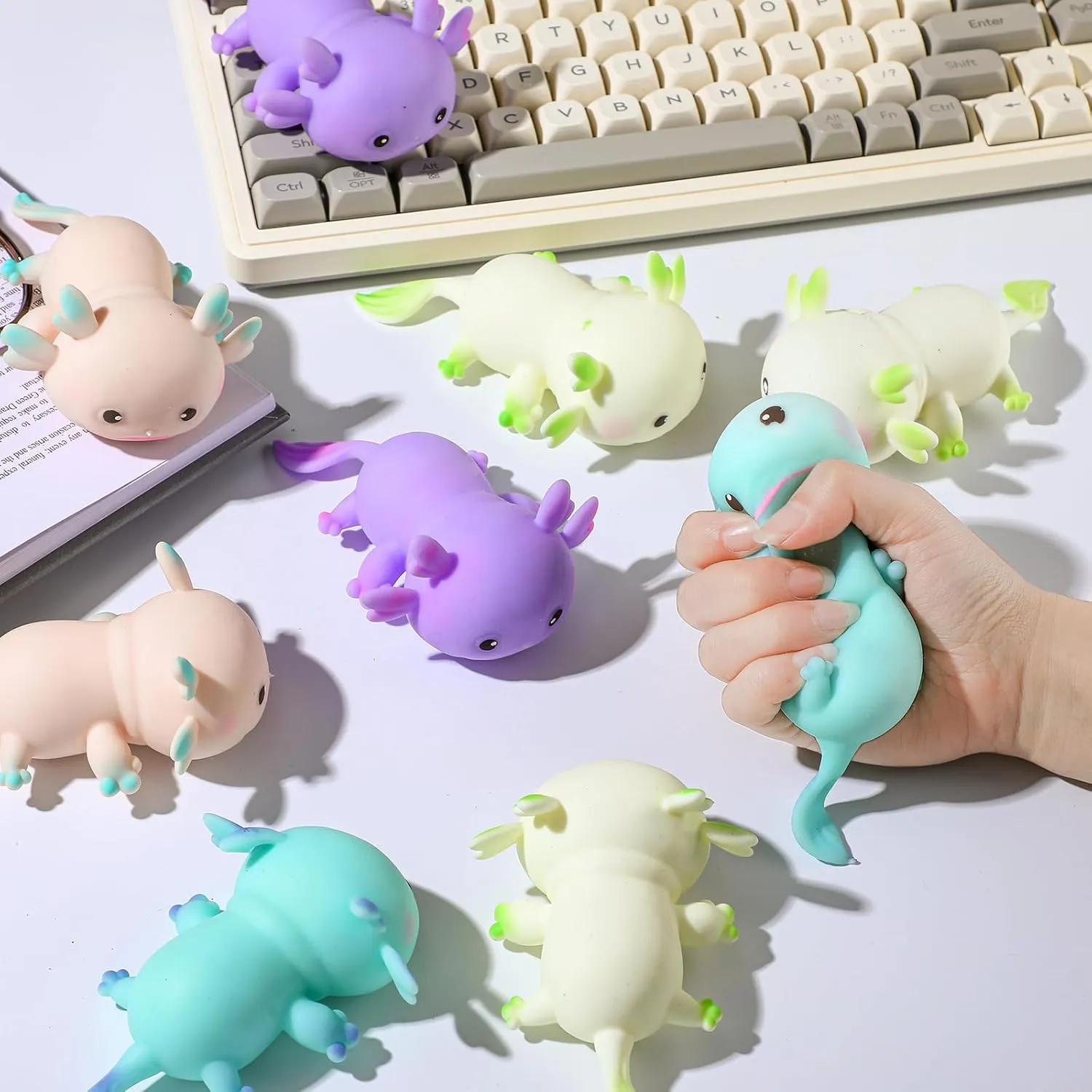 Meooeck 12 Pcs Axolotl Stress Relief Toys Stress Balls for Adult Mini Axolotl Squeeze Fun Fidget Toys Animal Balls Cute for Birthday Party Office Christmas Stocking Stuffer Gift ADHD Autism Anxiety