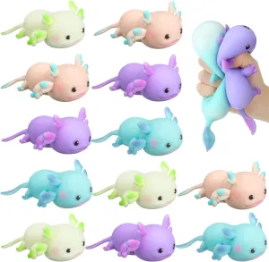 Meooeck 12 Pcs Axolotl Stress Relief Toys Stress Balls for Adult Mini Axolotl Squeeze Fun Fidget Toys Animal Balls Cute for Birthday Party Office Christmas Stocking Stuffer Gift ADHD Autism Anxiety