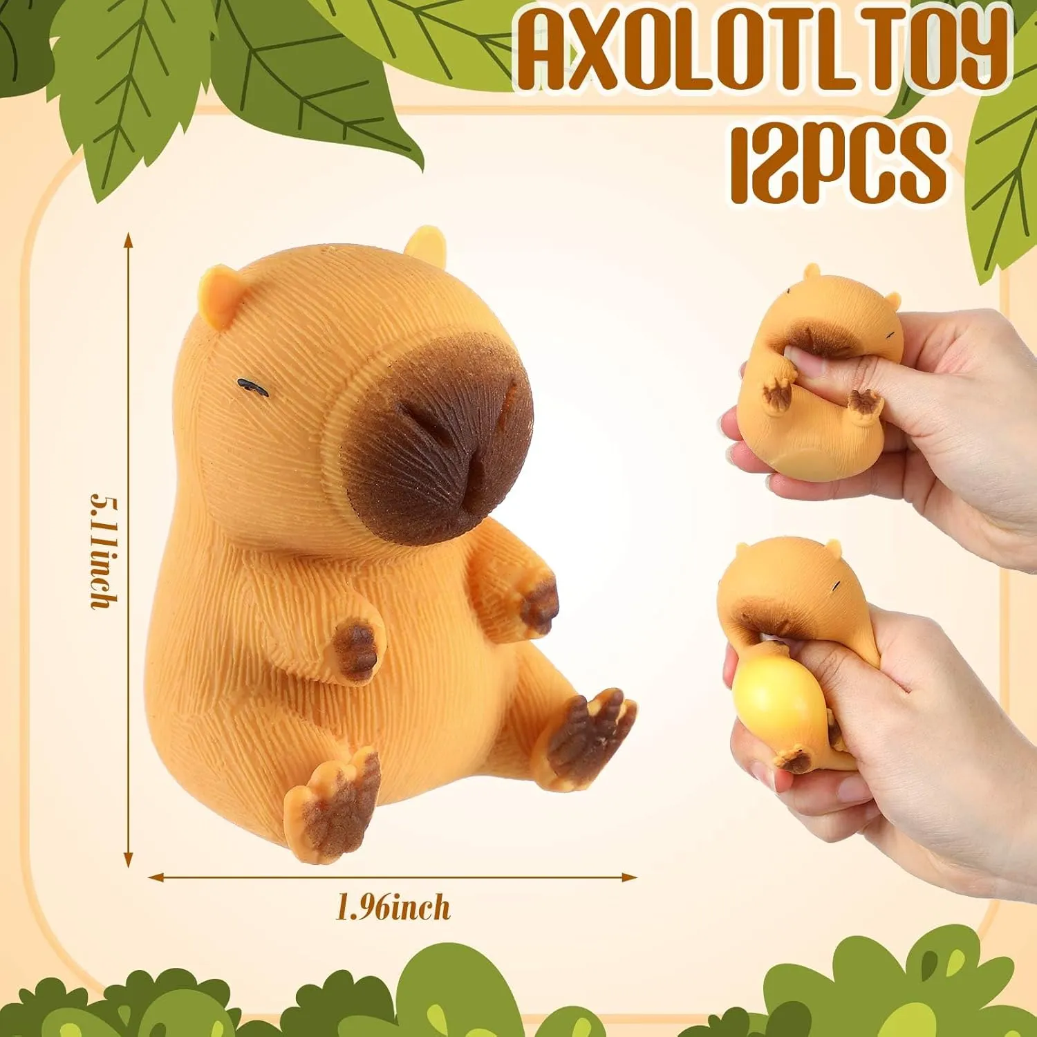 Meooeck 12 Pcs Capybara Stress Relief Toys Stress Balls for Adult Mini Capybara Squeeze Fun Fidget Toys Animal Balls Cute for Birthday Party Office Christmas Stocking Stuffer Gift ADHD Autism Anxiety