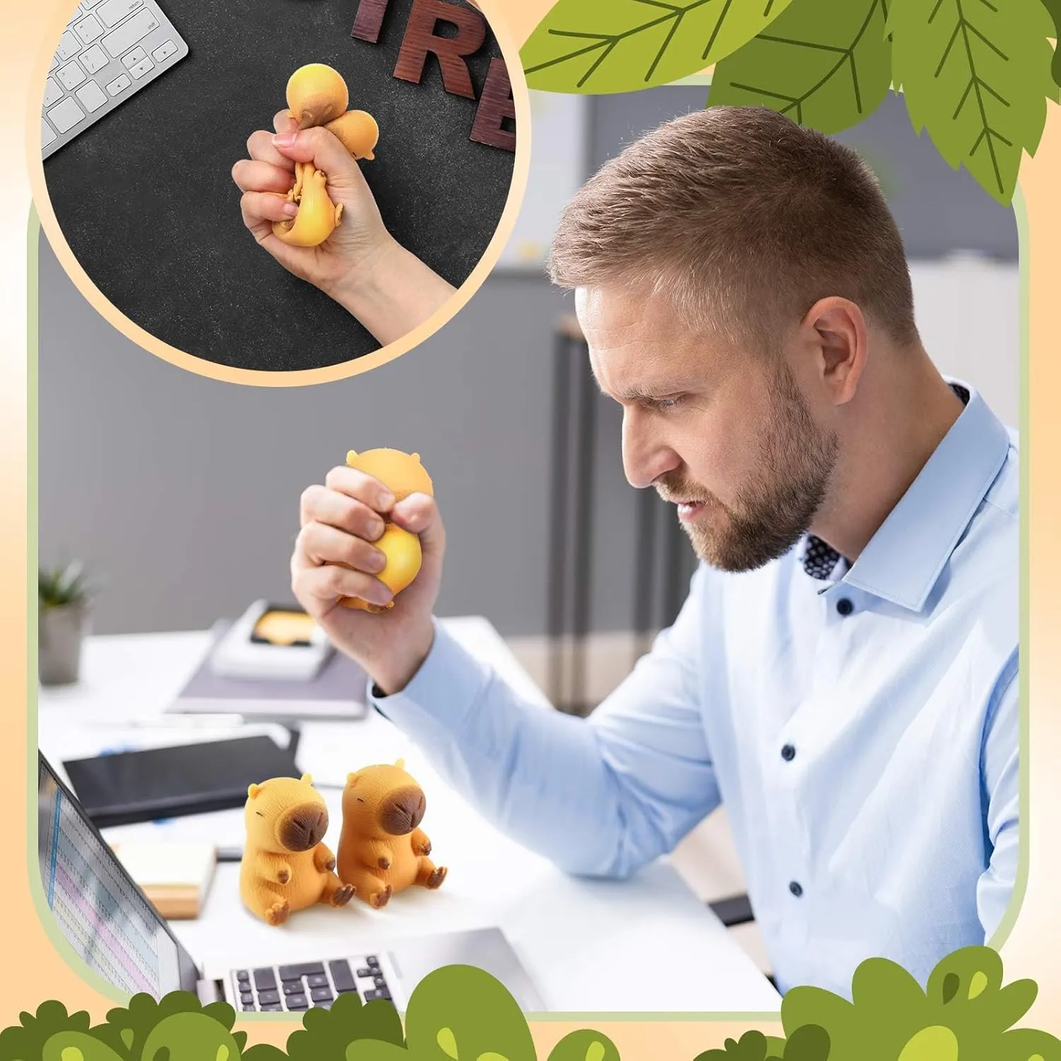 Meooeck 12 Pcs Capybara Stress Relief Toys Stress Balls for Adult Mini Capybara Squeeze Fun Fidget Toys Animal Balls Cute for Birthday Party Office Christmas Stocking Stuffer Gift ADHD Autism Anxiety