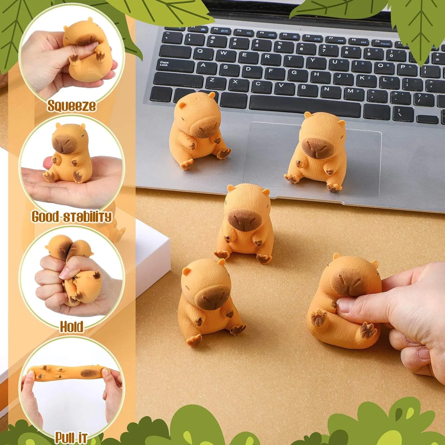 Meooeck 12 Pcs Capybara Stress Relief Toys Stress Balls for Adult Mini Capybara Squeeze Fun Fidget Toys Animal Balls Cute for Birthday Party Office Christmas Stocking Stuffer Gift ADHD Autism Anxiety