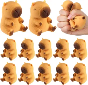 Meooeck 12 Pcs Capybara Stress Relief Toys Stress Balls for Adult Mini Capybara Squeeze Fun Fidget Toys Animal Balls Cute for Birthday Party Office Christmas Stocking Stuffer Gift ADHD Autism Anxiety