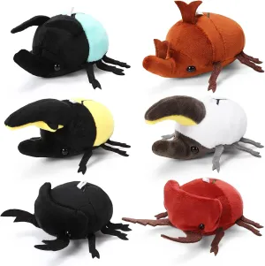 Meooeck 6 Pieces Simulation Beetle Plush Toy 4 Inch Small Beetle Stuffed Animal with Bead Chain Hanging Insect Plush Stuffed Insects Soft Crustaceans for Boys Girls Birthday Animal Theme Party