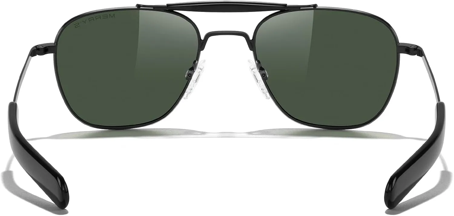 MERRY'S Classic Square Aviator II Military Polarized Sunglasses for Men or Women S8637