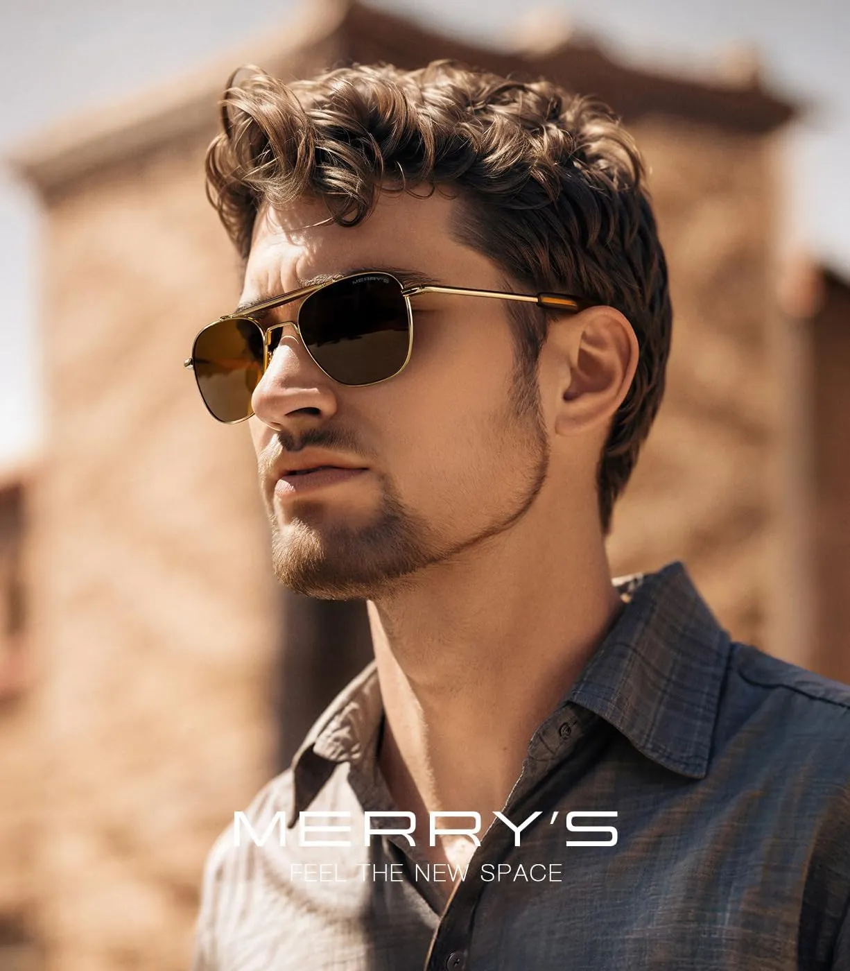 MERRY'S Classic Square Aviator II Military Polarized Sunglasses for Men or Women S8637